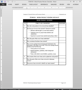 Work Product Review Checklist Template