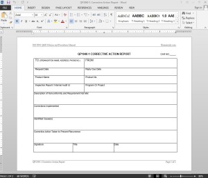 Corrective Action Report ISO Template