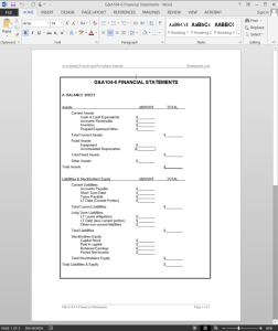 Financial Statements Report Template