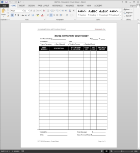 Inventory Count Worksheet Template