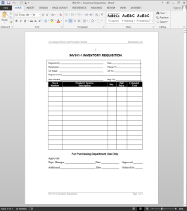Inventory Requisition Template