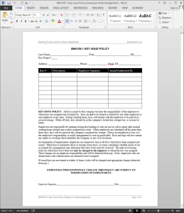 kKey Issue Policy Employee Acknowledgement Template