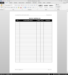 Shipping Log Template