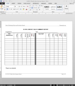 Weekly Sales Summary Report Template