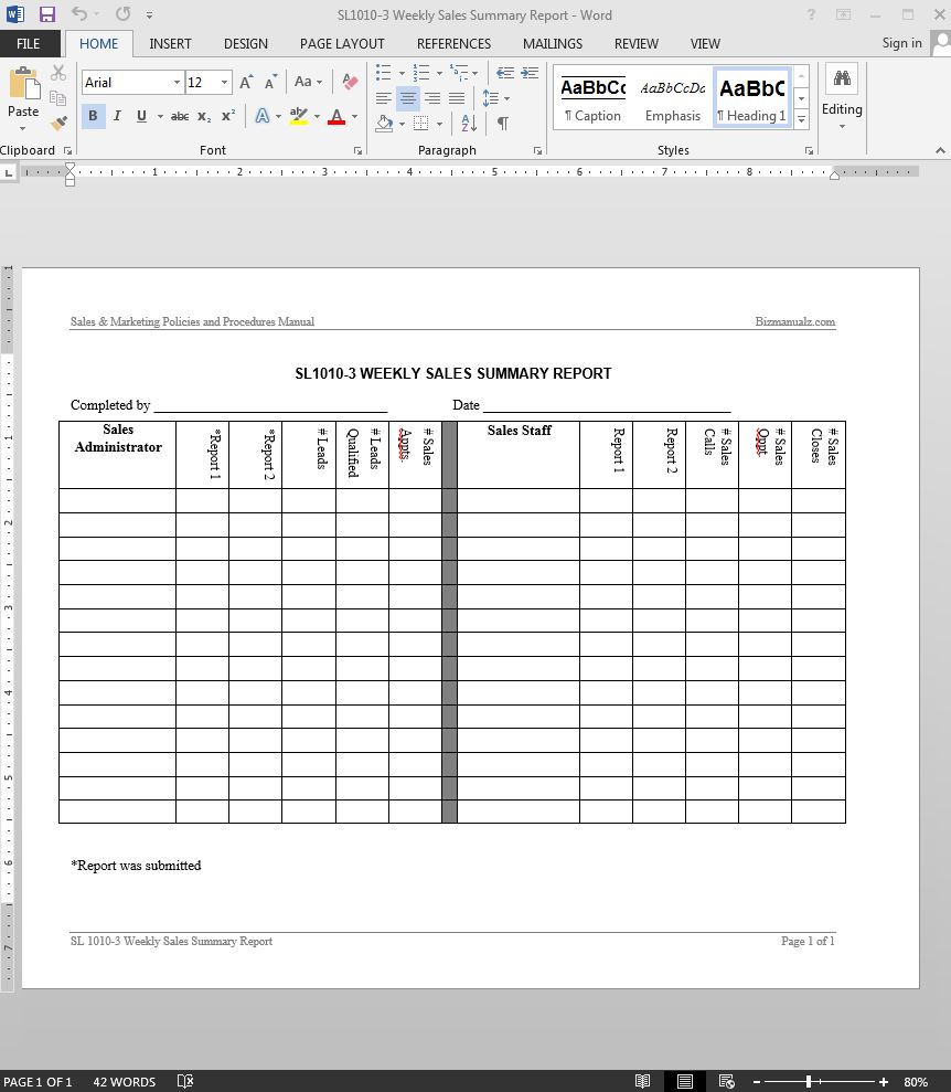 Weekly Sales Summary Report Template  SL20-20 With Testing Weekly Status Report Template