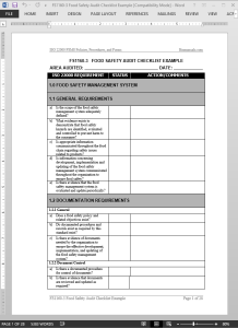 FSMS Food Safety Audit Checklist Template