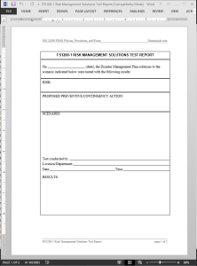 FSMS Risk Management Solutions Test Report Template