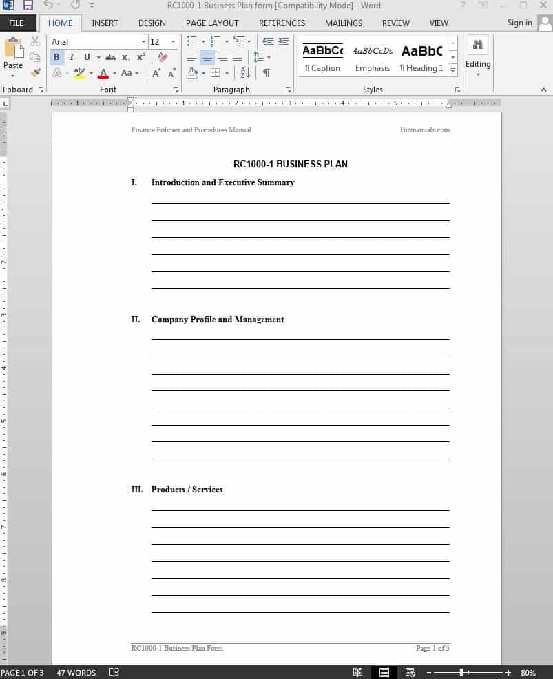 Business Plan Template