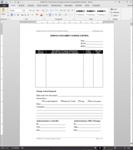 HR Document Change Control Template