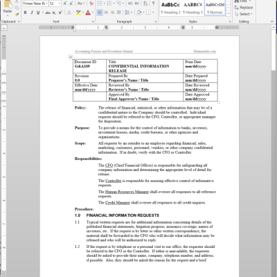 Policies Procedures Manual Template