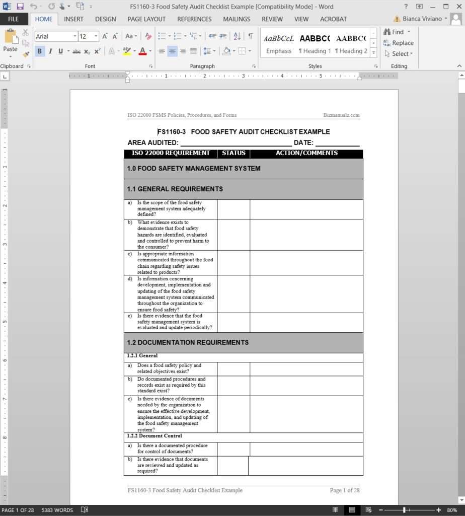 Document Checklist Template from www.bizmanualz.com