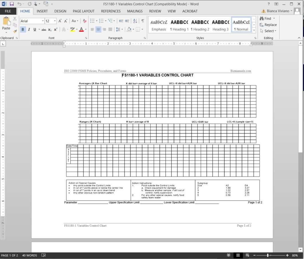 Control Chart Template