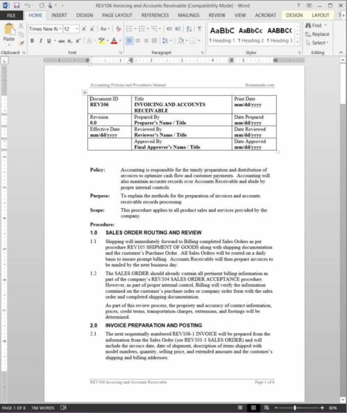 Accounts Receivable REV106