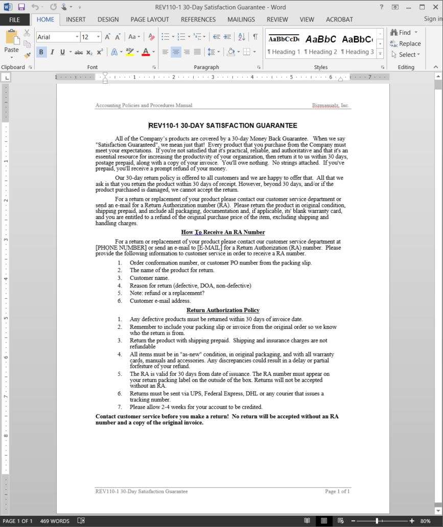 Accounting Policy Template