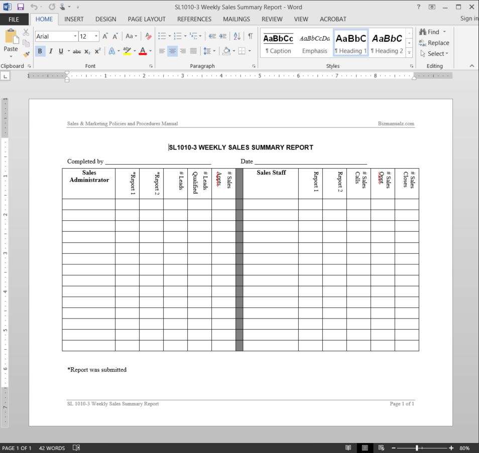 Weekly Sales Summary Report Template  SL21-21 Within Template For Summary Report