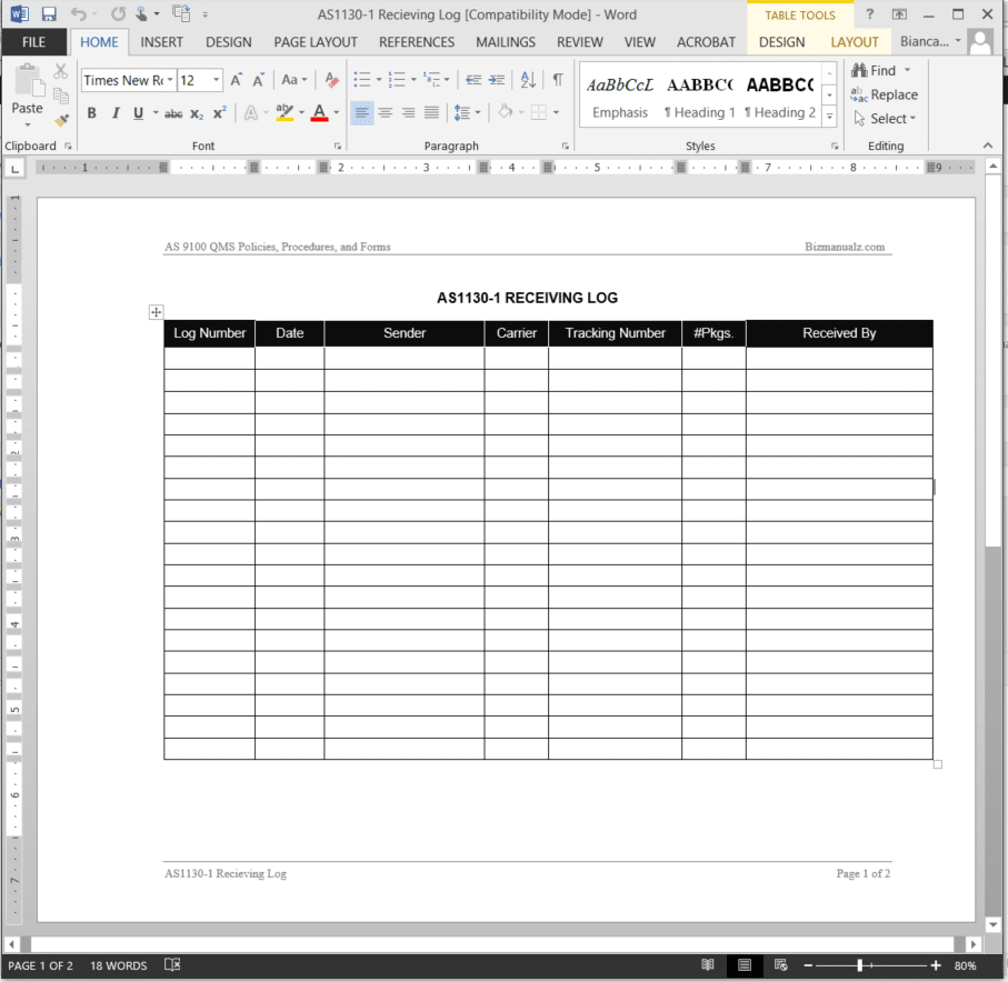 as9100-receiving-log-template-word