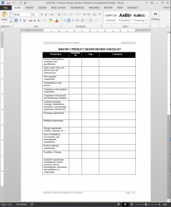 Engineering Product Design Review Checklist Template