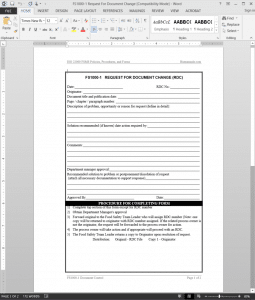 FSMS Request For Document Change Template
