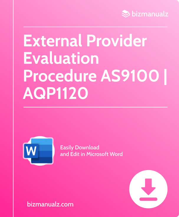 External Provider Evaluation Procedure AS9100 | AQP1120