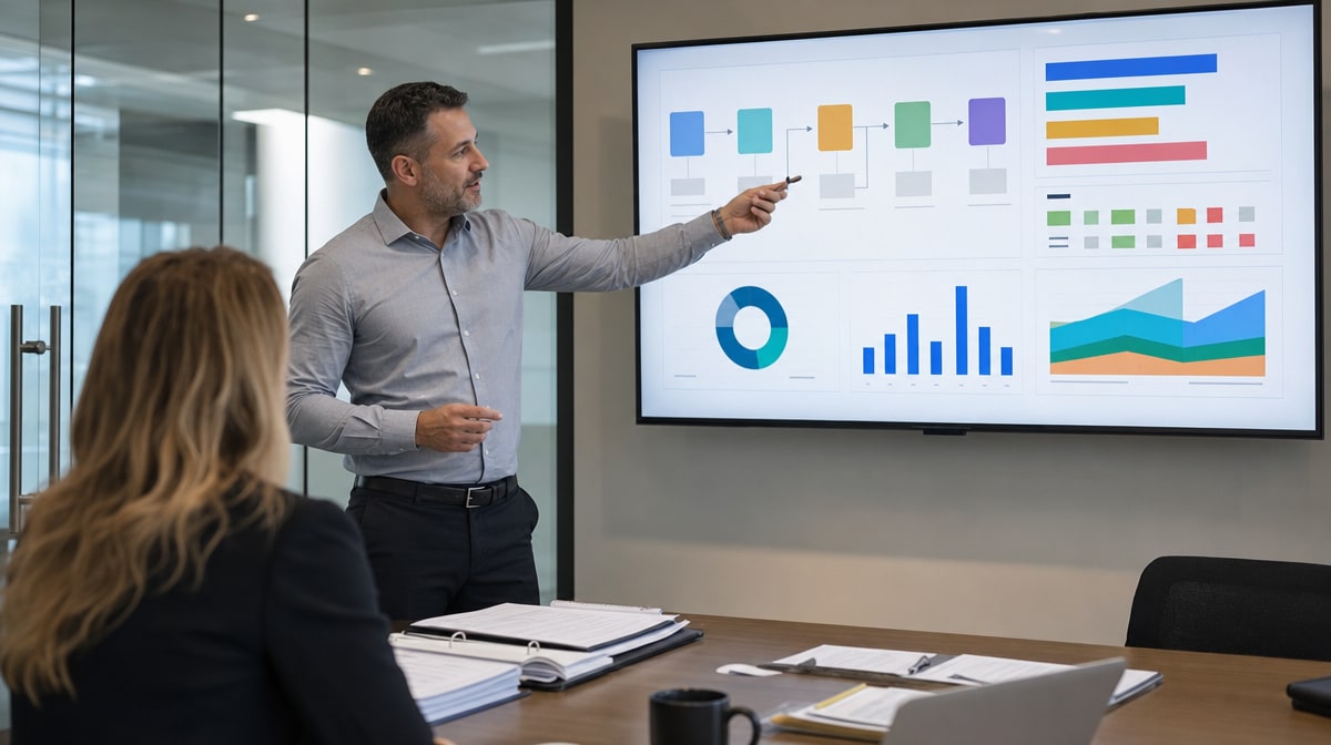 Manager reviewing customer eligibility for policy manual upgrades