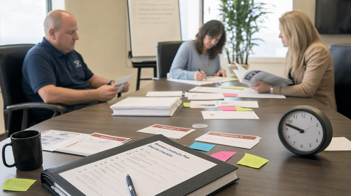 Tabletop exercise for testing a business continuity plan
