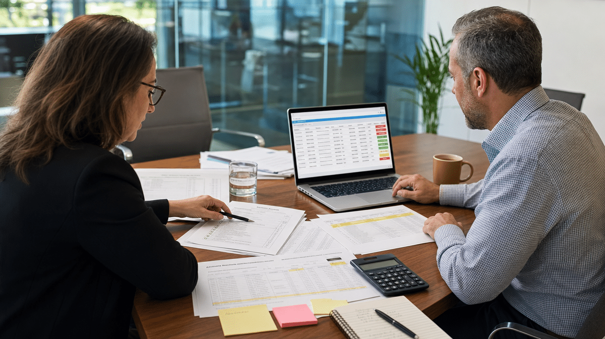 Accounting team reviewing SOX internal controls and accounts receivable procedures