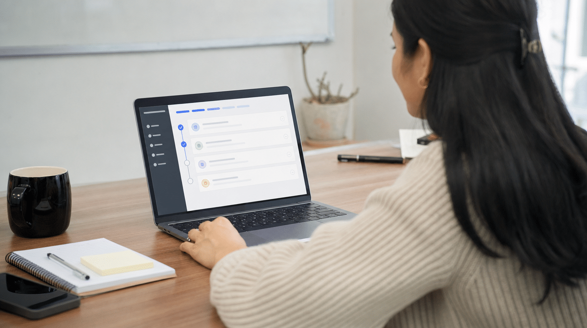 SaaS product tour checklist displayed on a laptop during onboarding