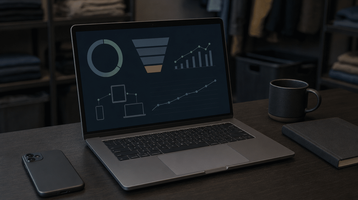 Ecommerce dashboard showing mobile shopping traffic and conversion trends