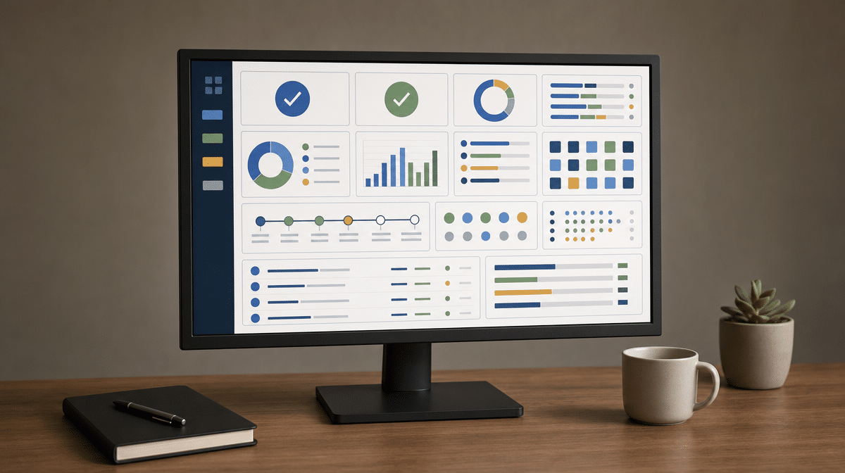 Internal communications dashboard tracking policy updates and employee acknowledgements