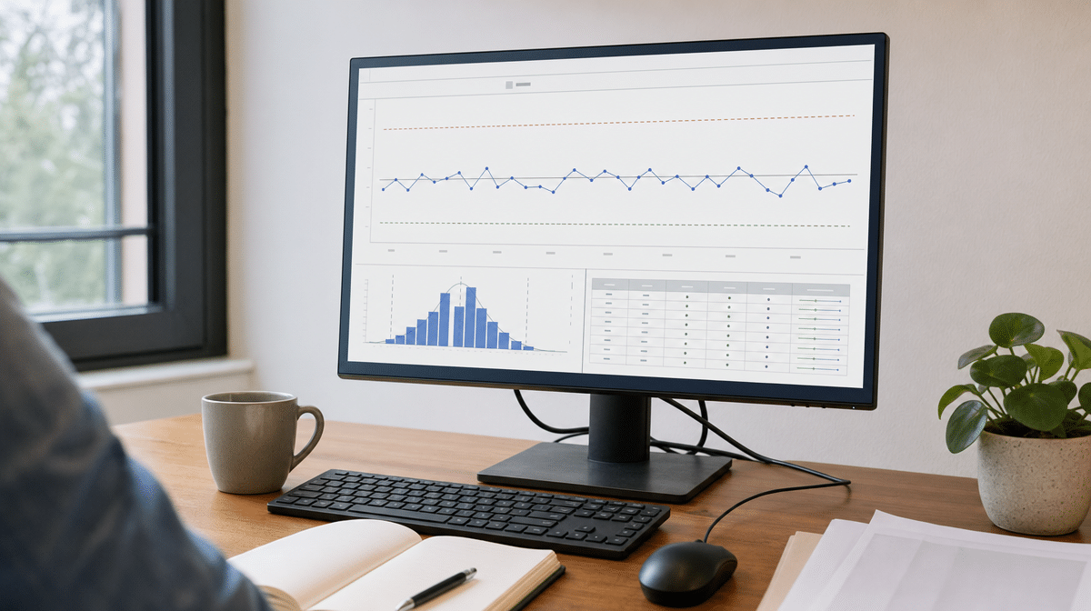 Process control dashboard showing routine variation within expected limits