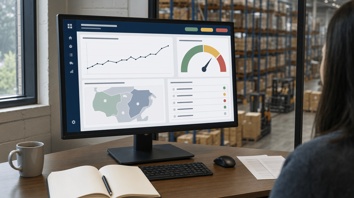 Third-party logistics requirements dashboard showing capacity, coverage, and service criteria