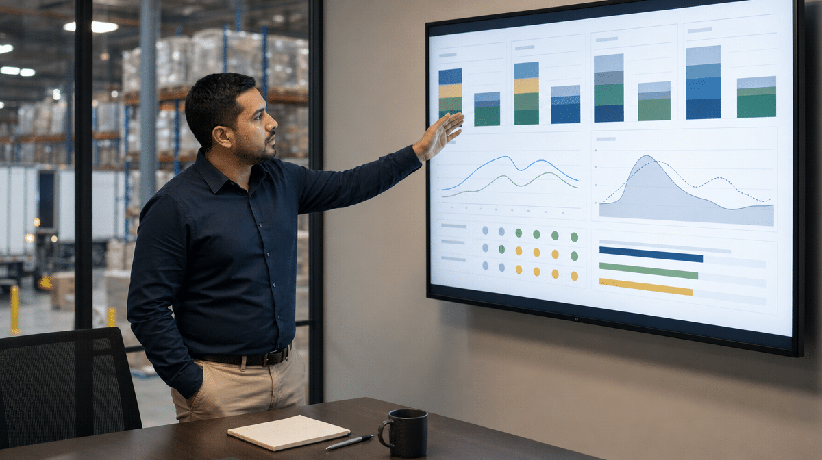 Supply chain manager comparing logistics provider costs and scalability on a dashboard