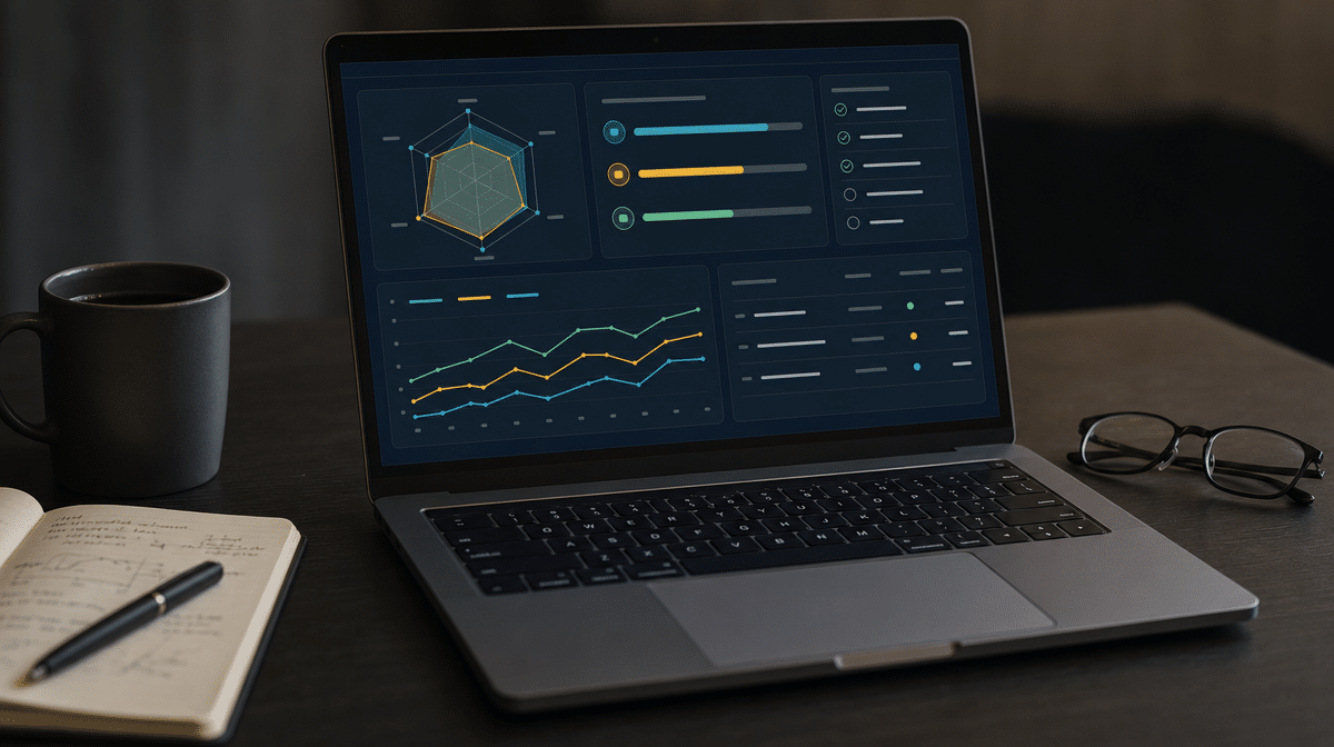 Leadership feedback dashboard with development goals and action plan