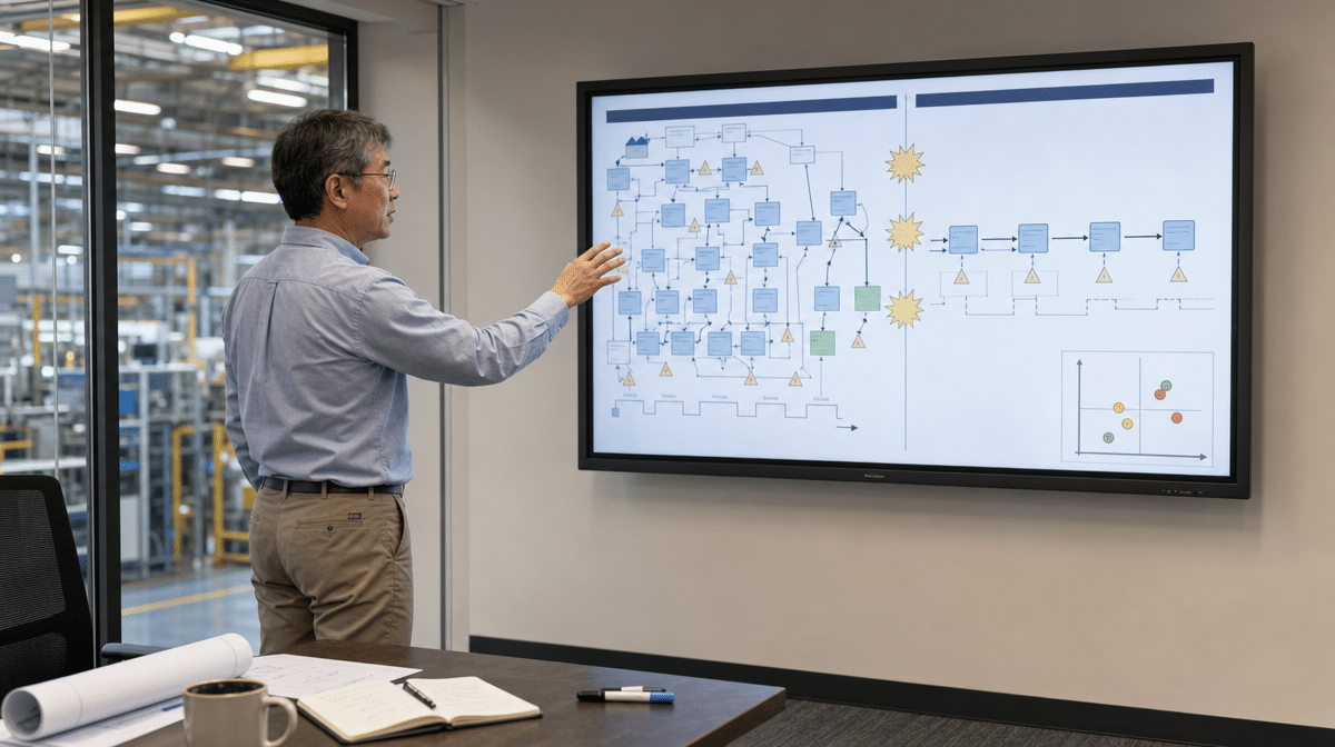 Operations leader comparing current and future value streams and ranked improvements