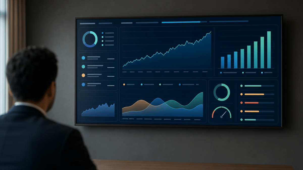 Finance professional reviewing cash flow and margin indicators on a dashboard