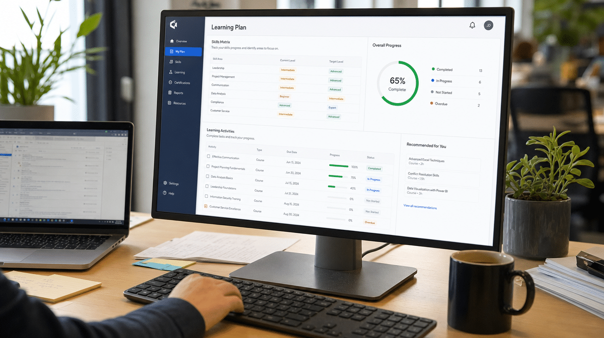 Training plan dashboard showing employee competency goals