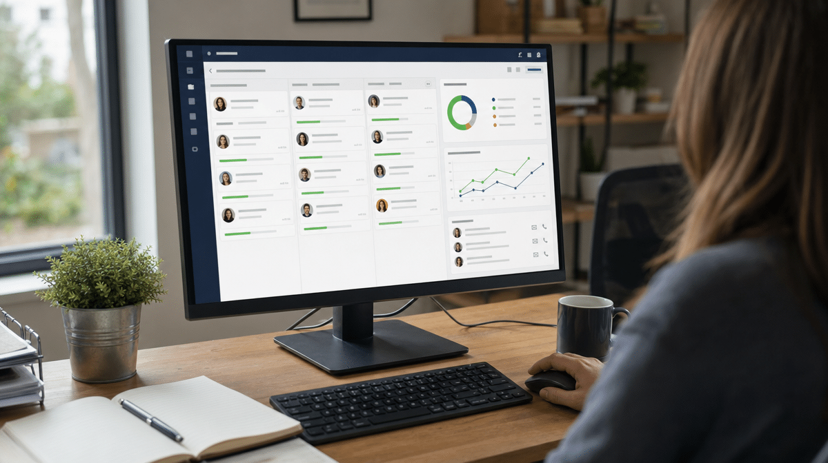 Online recruiting dashboard showing candidates and application stages