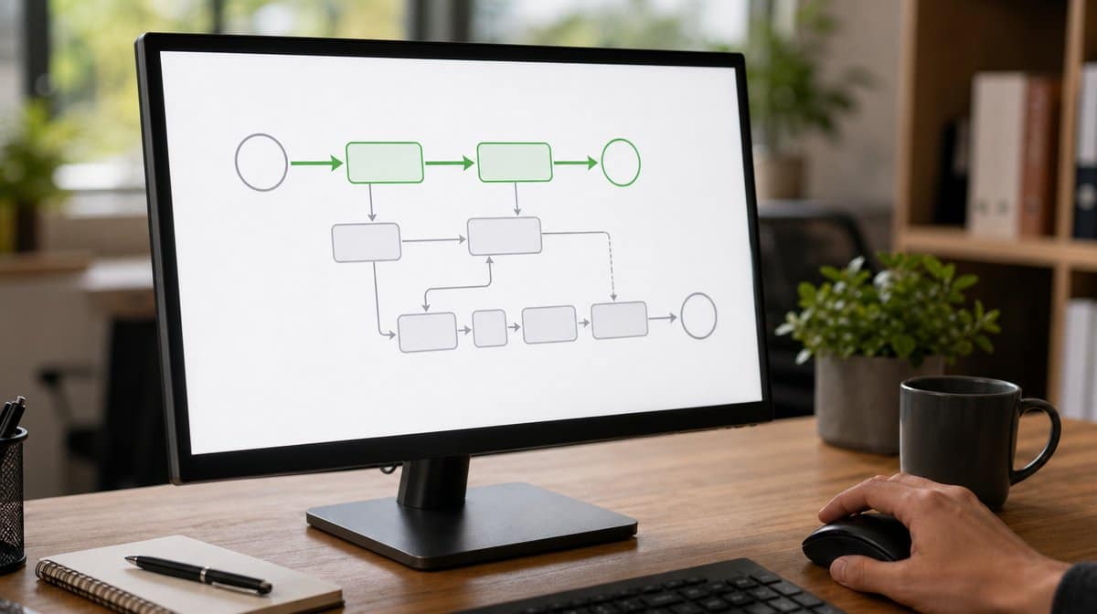 Simplified workflow dashboard reducing steps in a routine business process