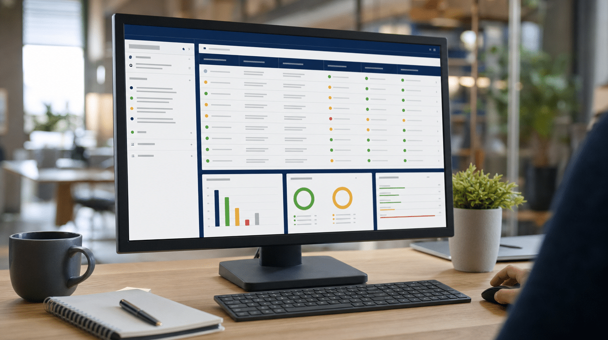 Customer requirements workspace displayed on an office monitor