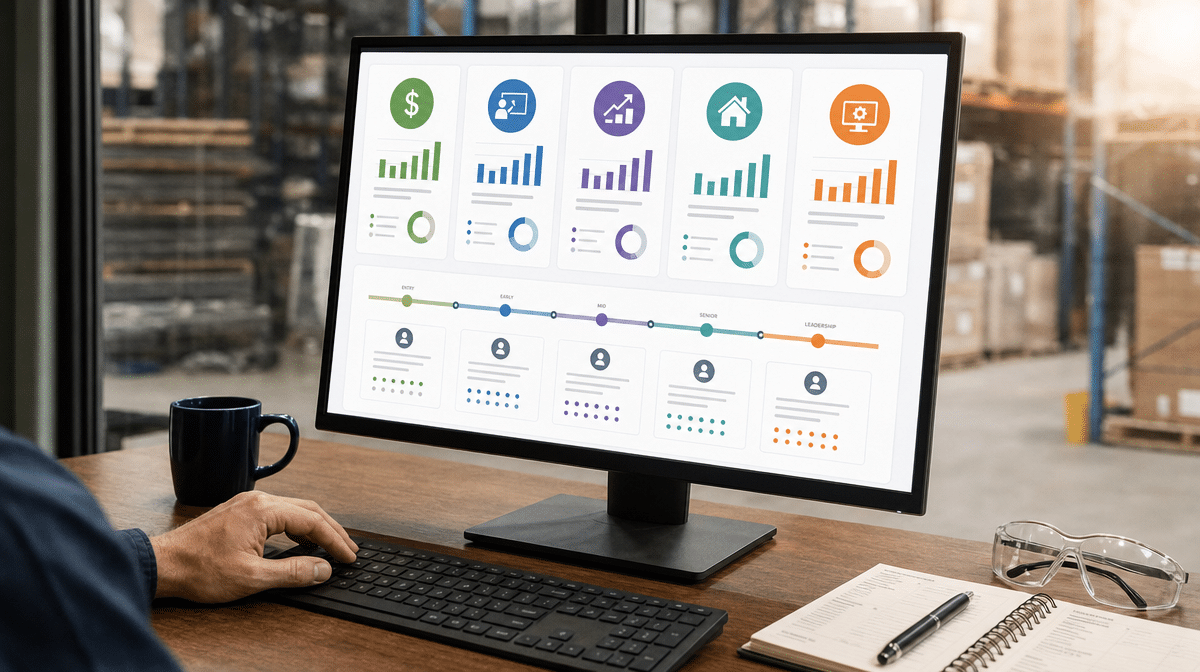 Candidate benefits and career growth dashboard for a supply chain management role