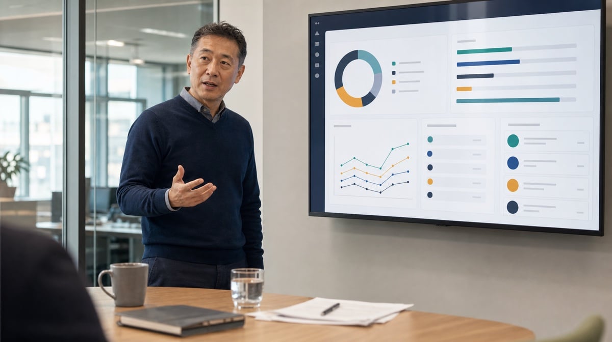 Facilitator reviewing anonymous employee inclusion survey results