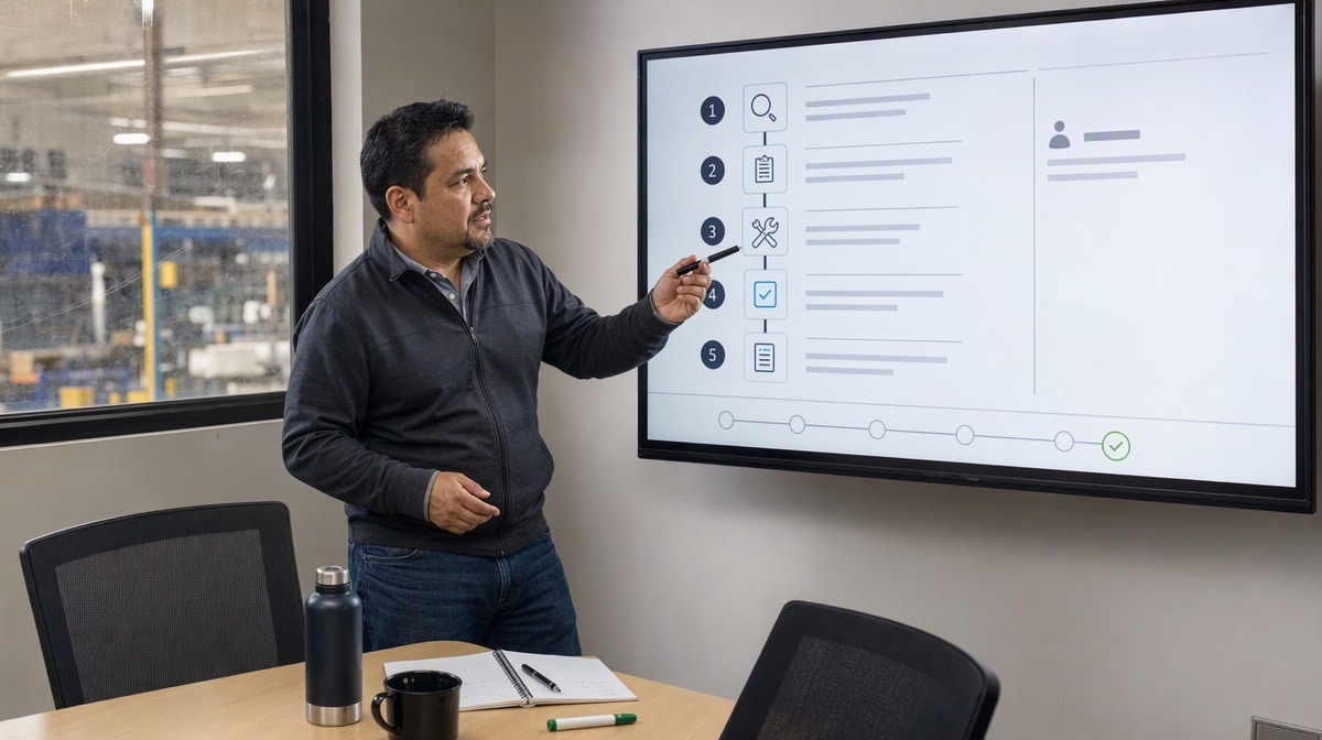 Manager reviewing a short and specific standard operating procedure