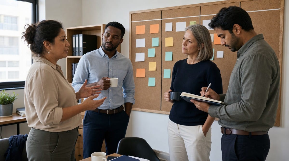 Sales team holding a brief agile standup meeting