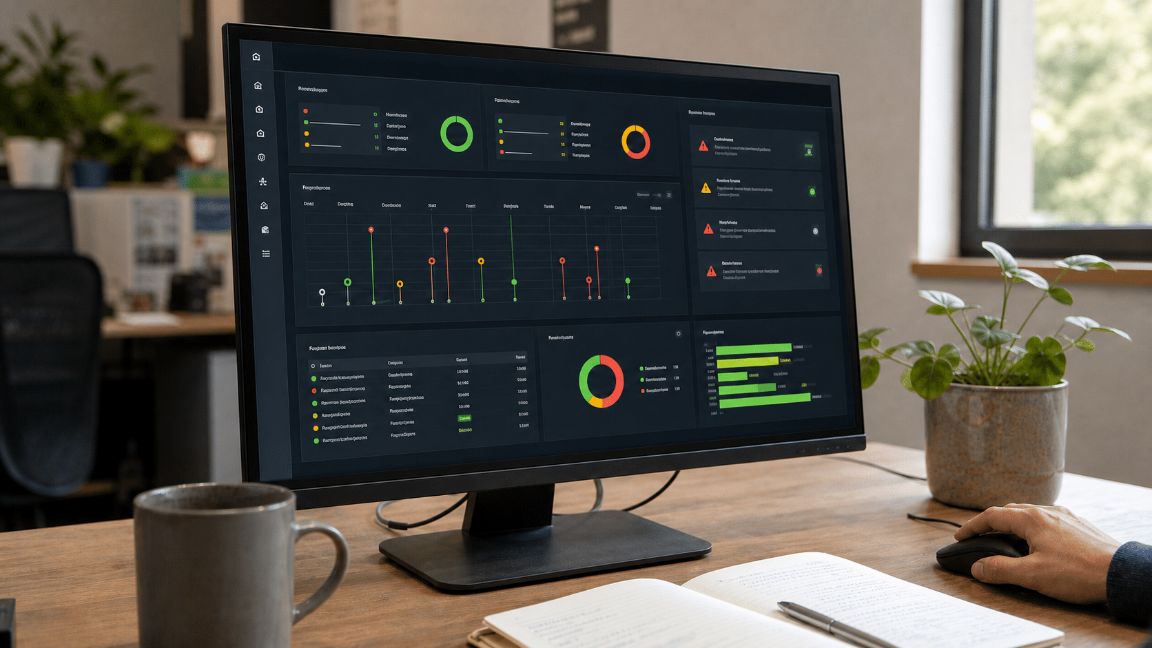Security automation dashboard showing alerts and access reviews