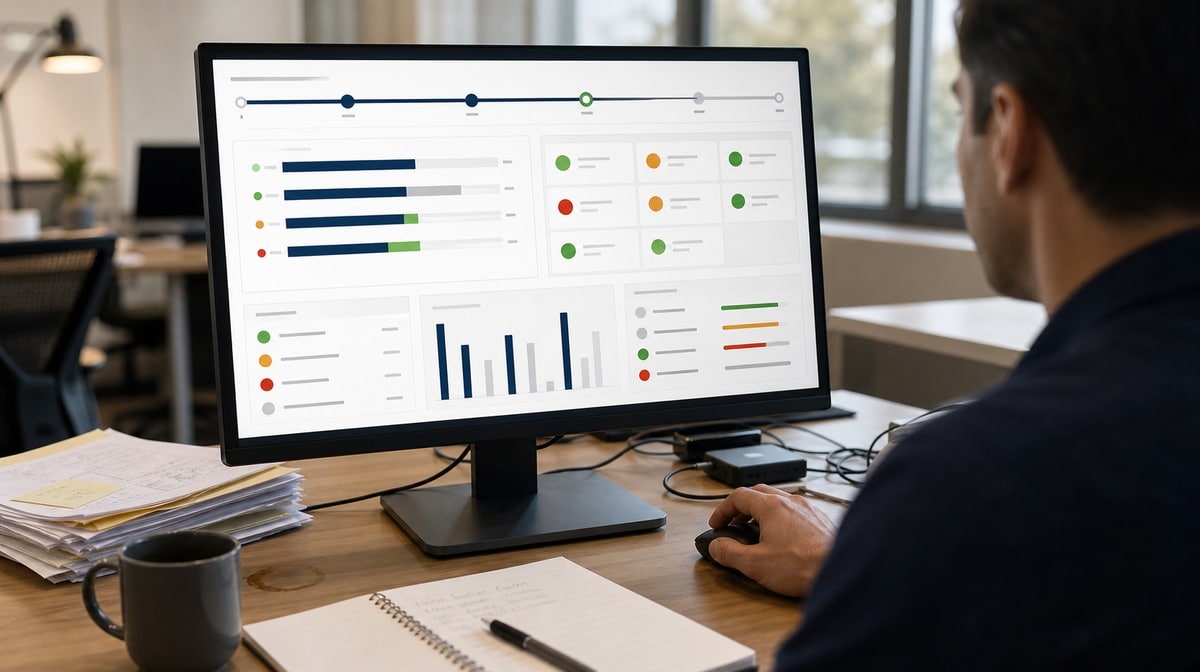 Project lead reviewing freelance delivery milestones and workload