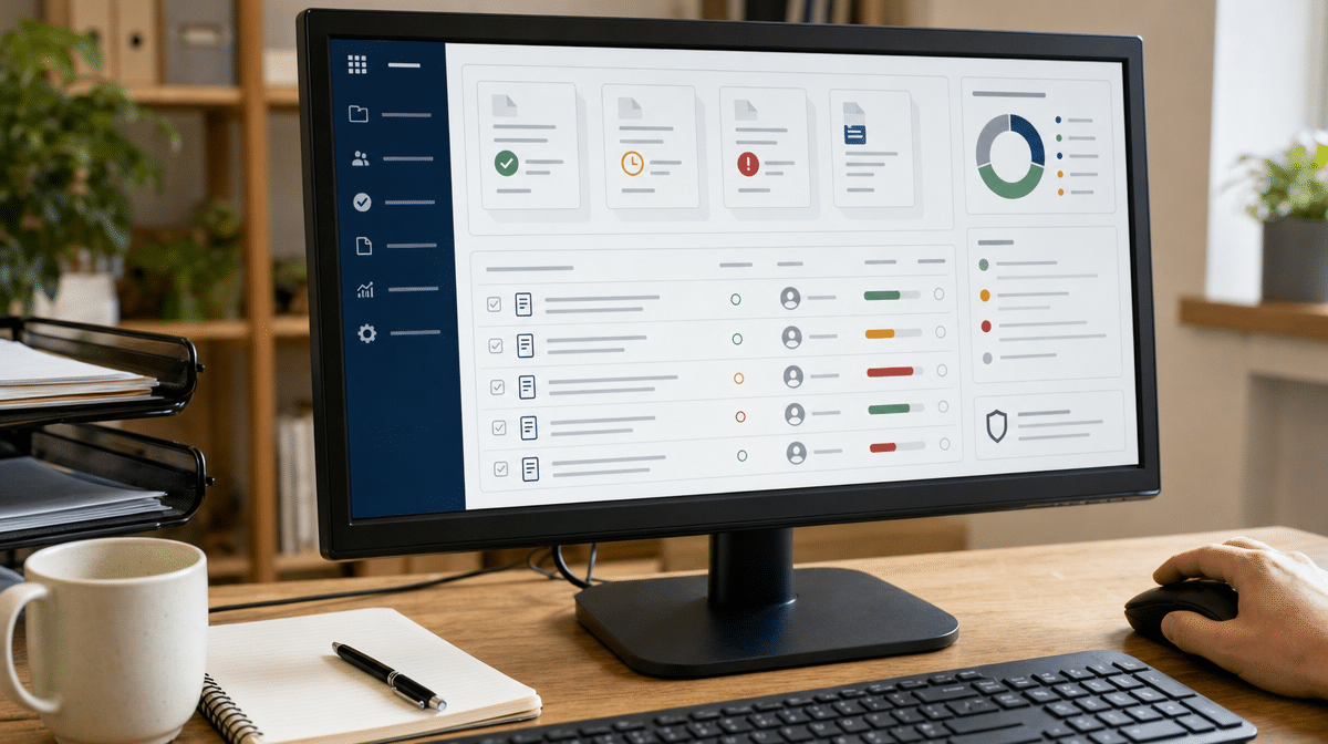 Outsourcing governance workspace with documents approvals and deadlines