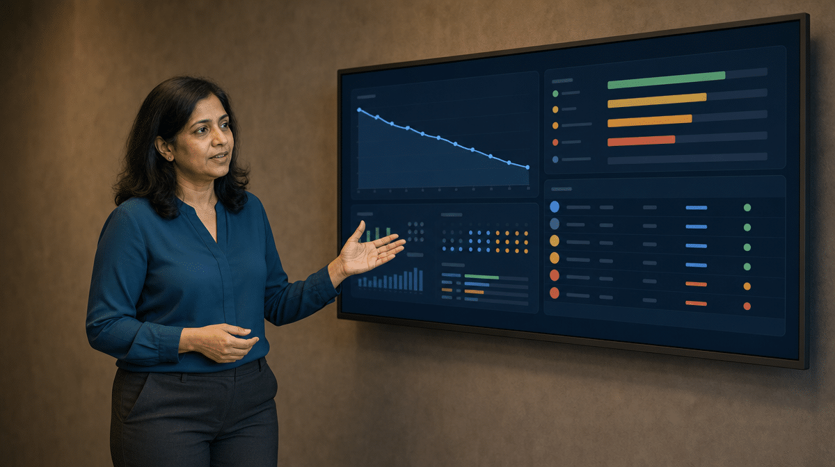 Data scientist reviewing predictive churn risks and customer intervention priorities
