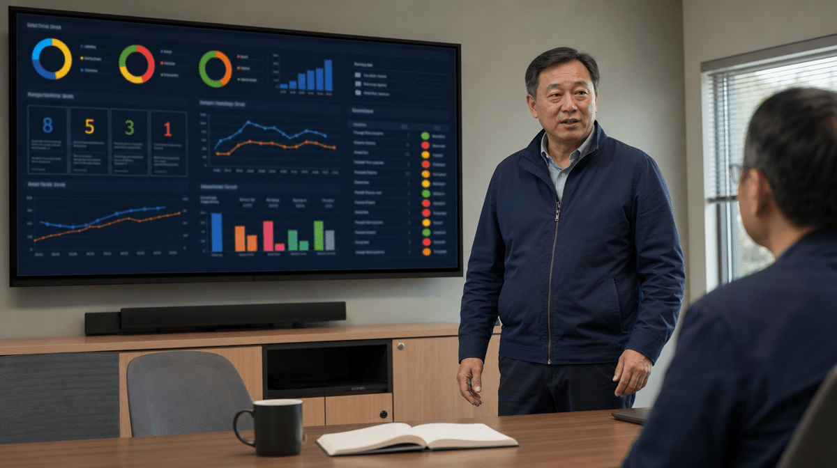 Executive reviewing QMS leadership and corrective action dashboard