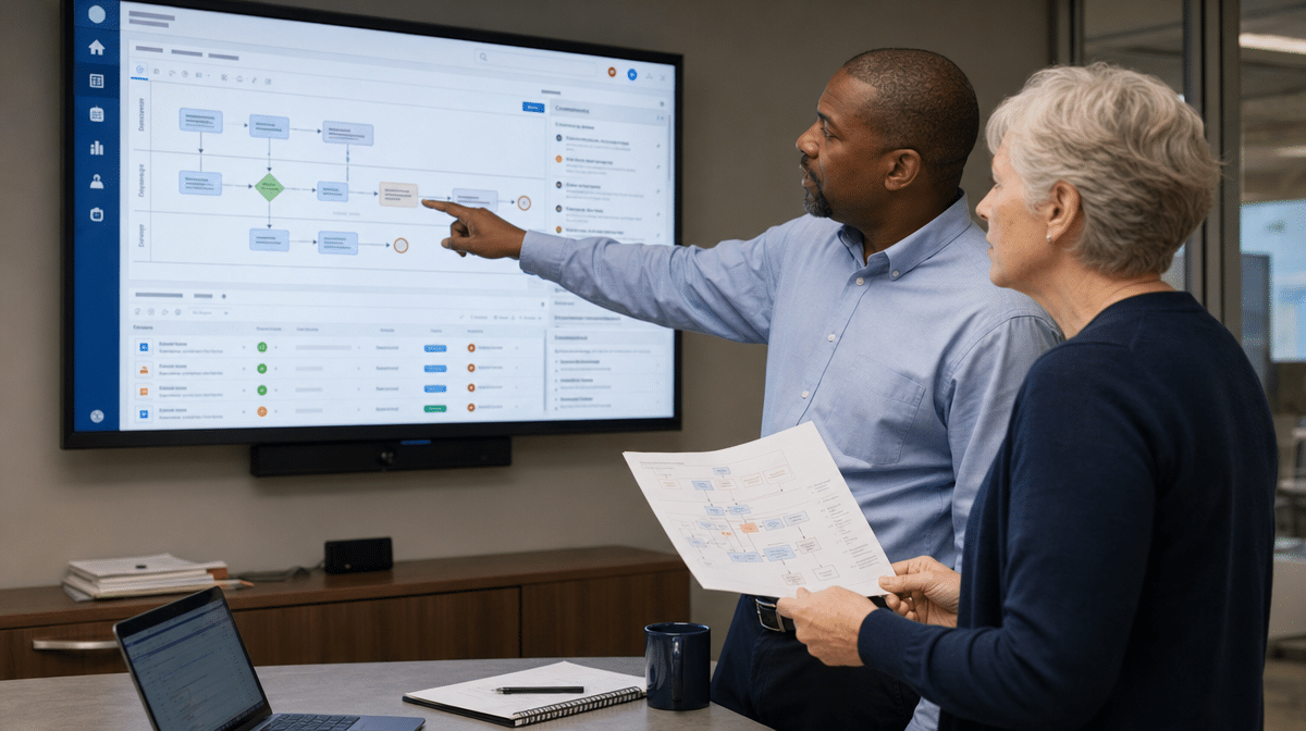 Process owner and procedure user validating a quality workflow