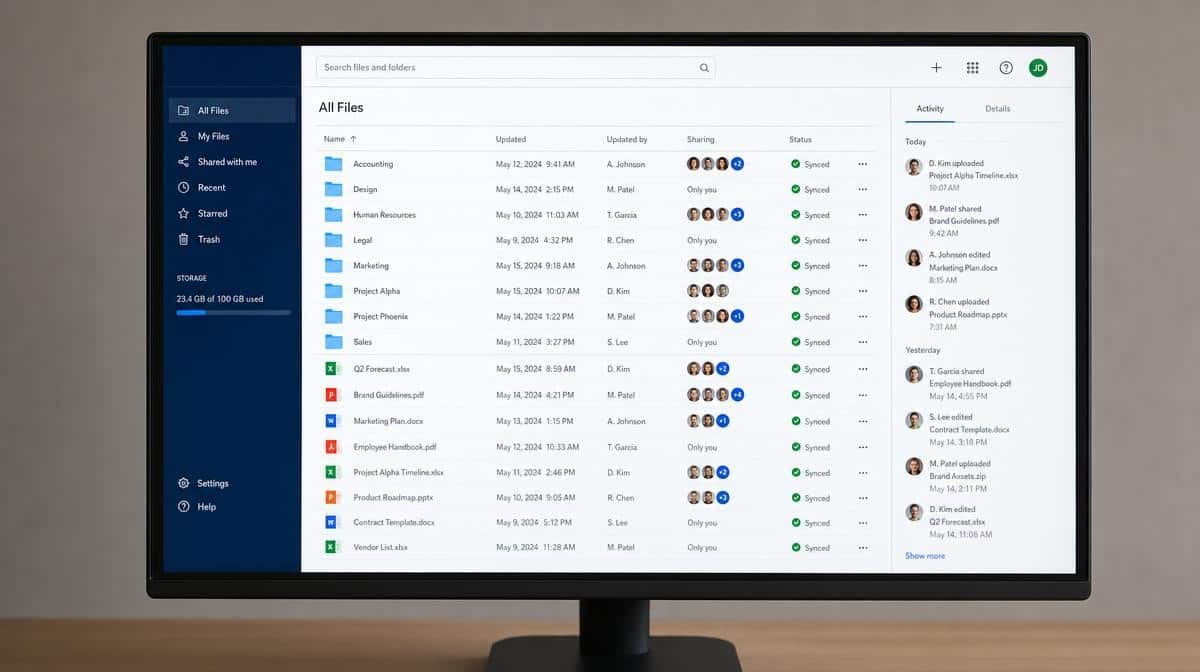 Secure cloud workspace with shared folders and access controls
